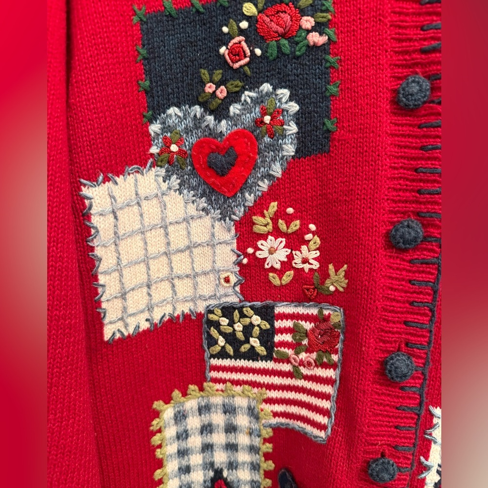 Vintage Stitches in Time Patchwork Embroidered He… - image 8